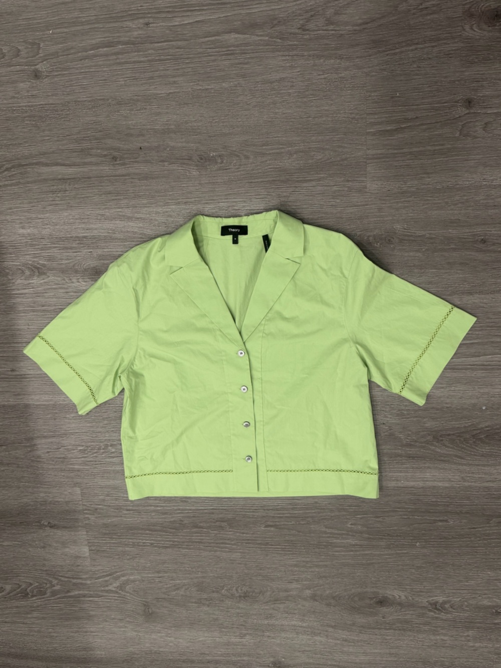 Theory Boxy Camp Shirt in City Poplin Size Medium - Picture 6 of 13